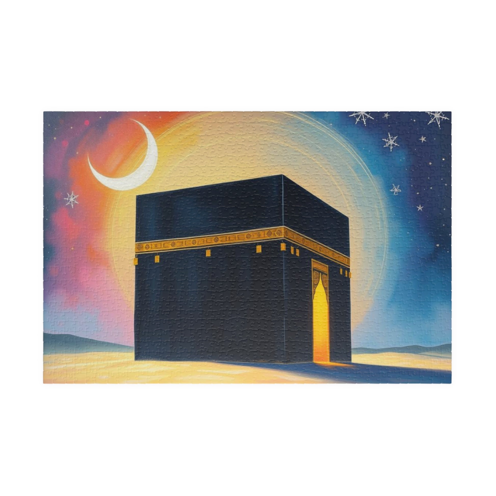 Serene Kaaba Jigsaw Puzzle Vibrant Desert Scene, Mindfulness Activity, Islamic Art Puzzle Home Entertainment, Family Fun, Gift for Him/Her 1014 pcs (Horizontal) Puzzle The Puzzle Chest