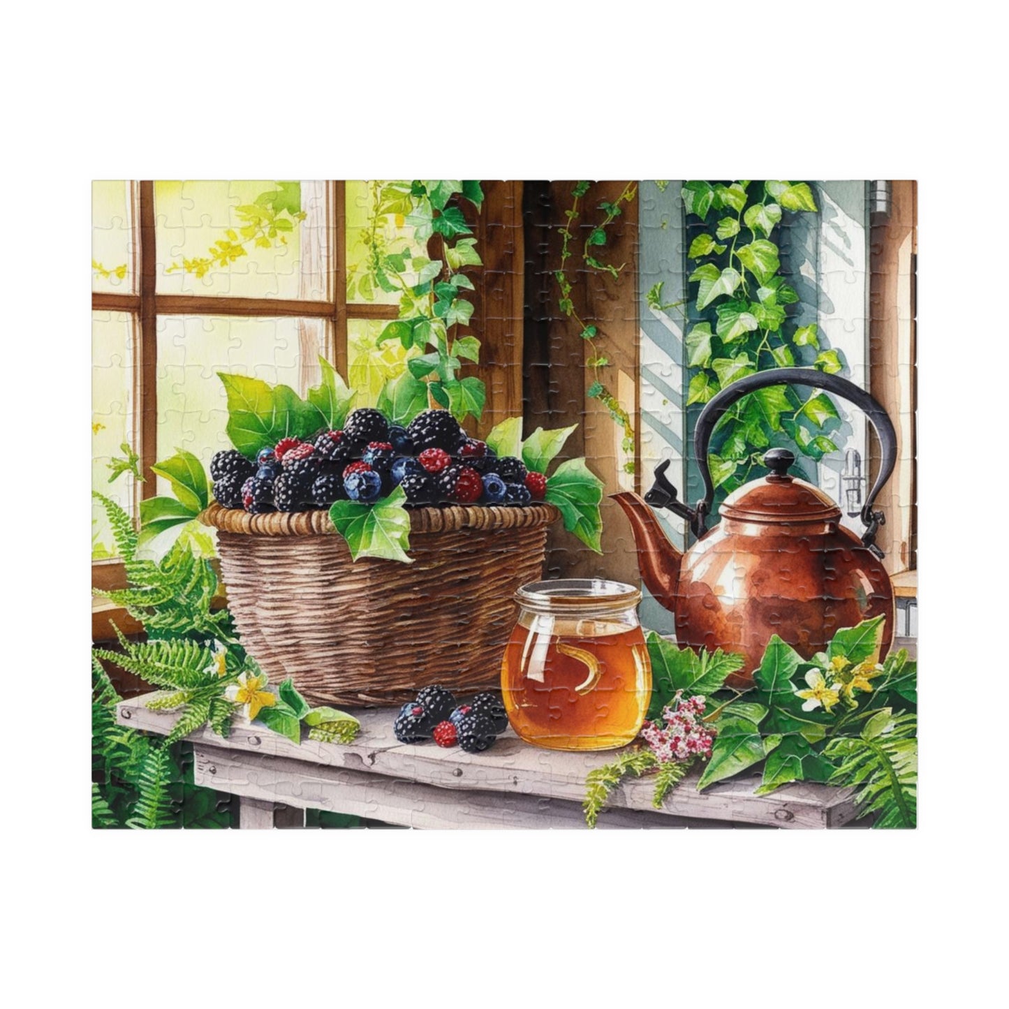 Foodie Jigsaw Puzzle, Quaint Kitchen Wild Berries and Honey 110-1014 Piece, Cabin Fever Activity, Brain Teaser, Unique Gift for Nature Lover 252 pcs (Horizontal) Puzzle The Puzzle Chest