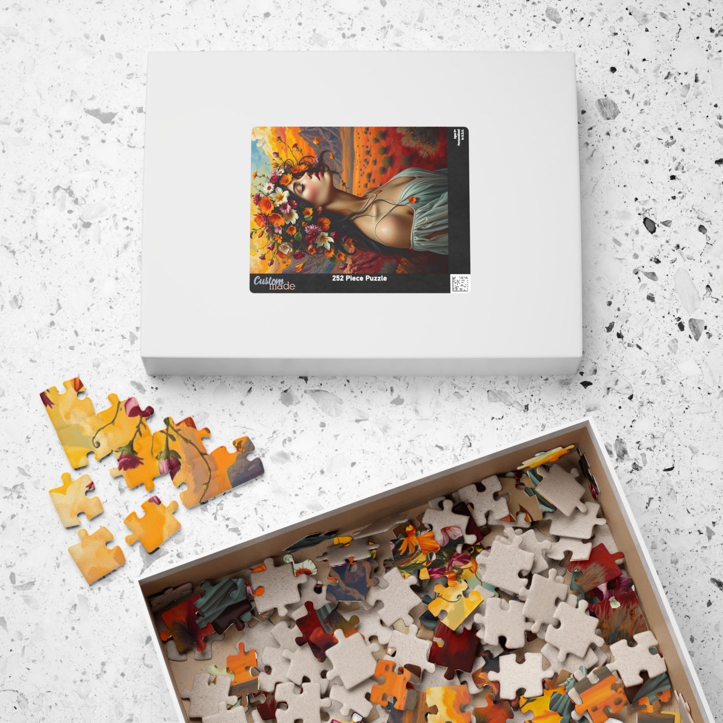 Surreal Mexican Desert Art Puzzle, Floral and Vine Woman Portrait Design 110-1014 Pieces Jigsaw, Frida Kahlo Inspired, Gift for Art Lover Puzzle The Puzzle Chest