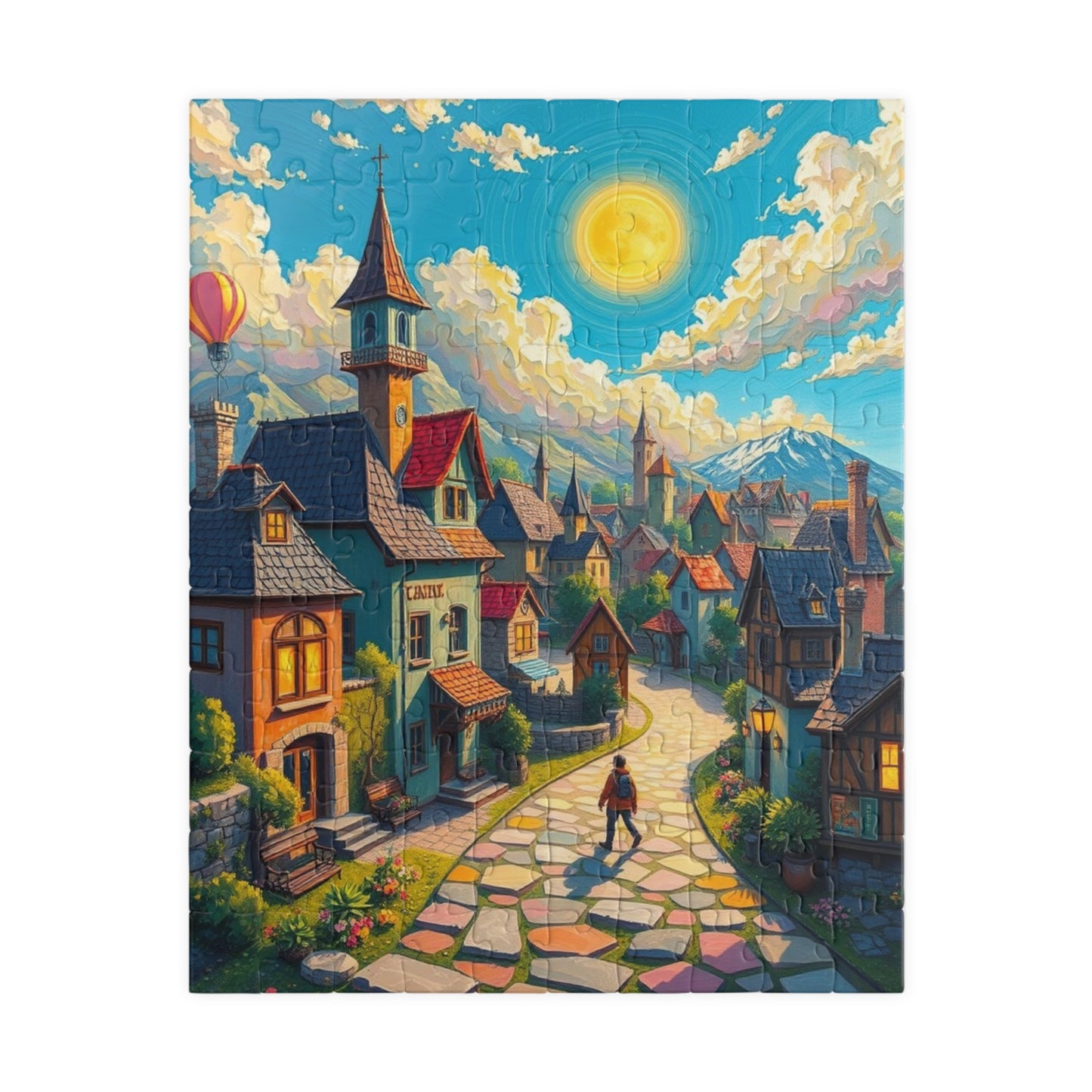 Charming Village Puzzle - 110, 252, 520, 1014 pieces, Scenic Artwork for Family Fun, Gift for Puzzle Lovers and Art Enthusiasts, Home Decor 110 pcs (Vertical) The Puzzle Chest