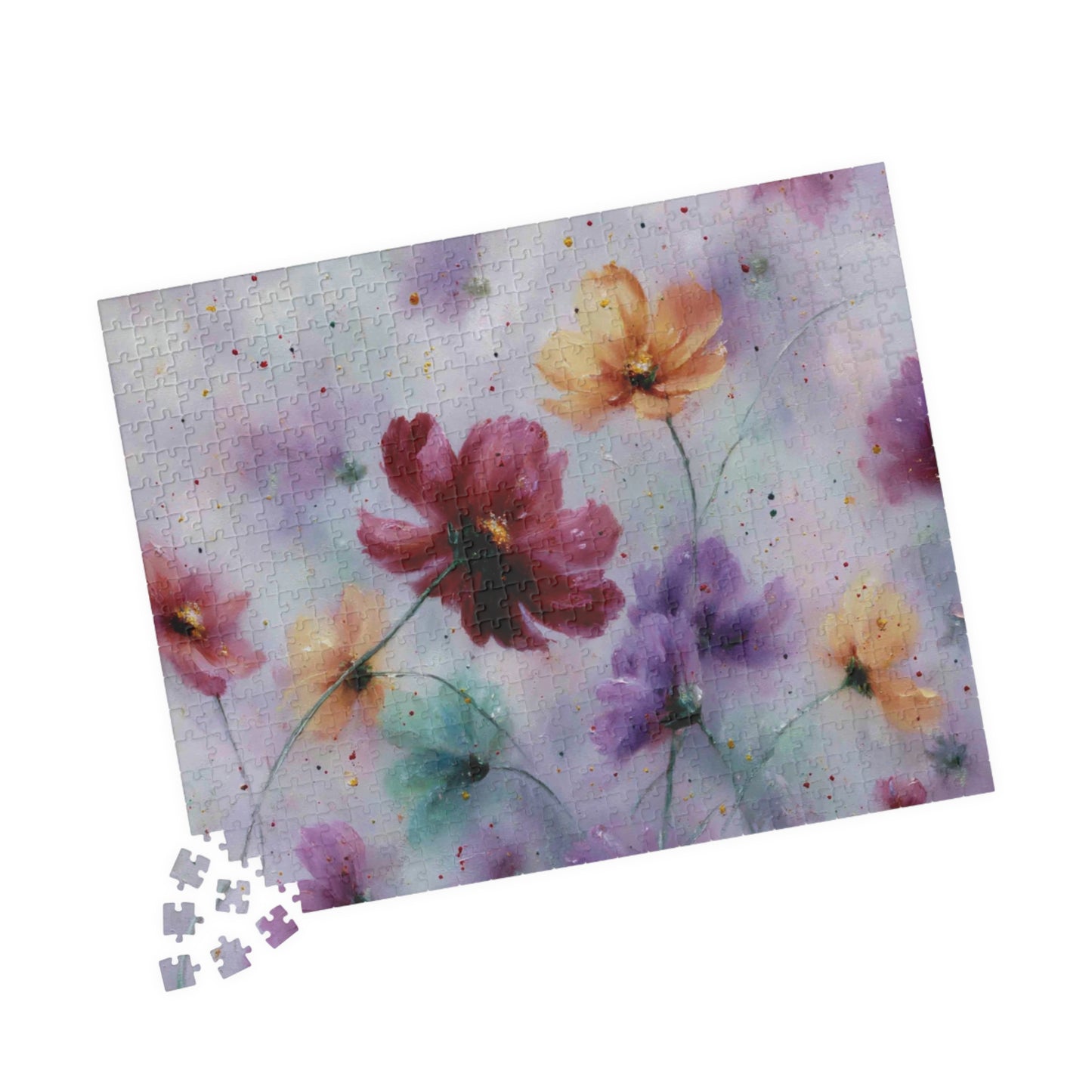 Pastel Bloom Jigsaw Puzzle - Vibrant Abstract Flowers with Gentle Whimsy