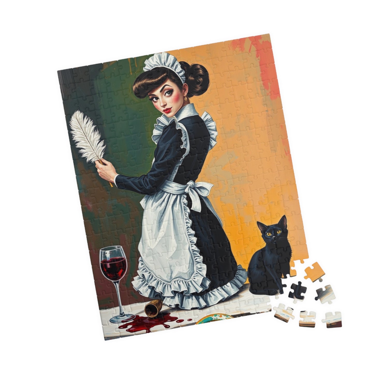 Vintage Maid Jigsaw Puzzle 110-1014 Piece | Retro Pop Art, Home Entertainment, Gift for Cat Lovers, Puzzle Night, Unique Collectible Puzzle The Puzzle Chest