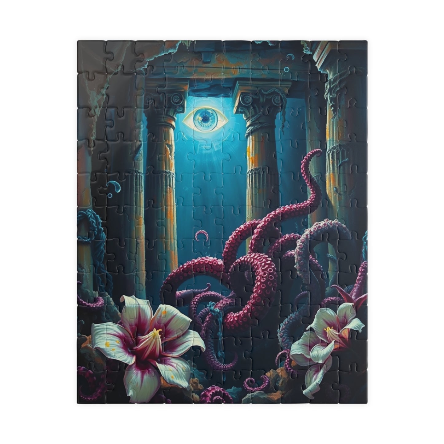 Mystical Underwater Octopus Puzzle Art, Perfect Gift for Ocean Lovers, Nautical Home Decor, Relaxation Activity, Unique Challenge 110 pcs (Vertical) Puzzle The Puzzle Chest