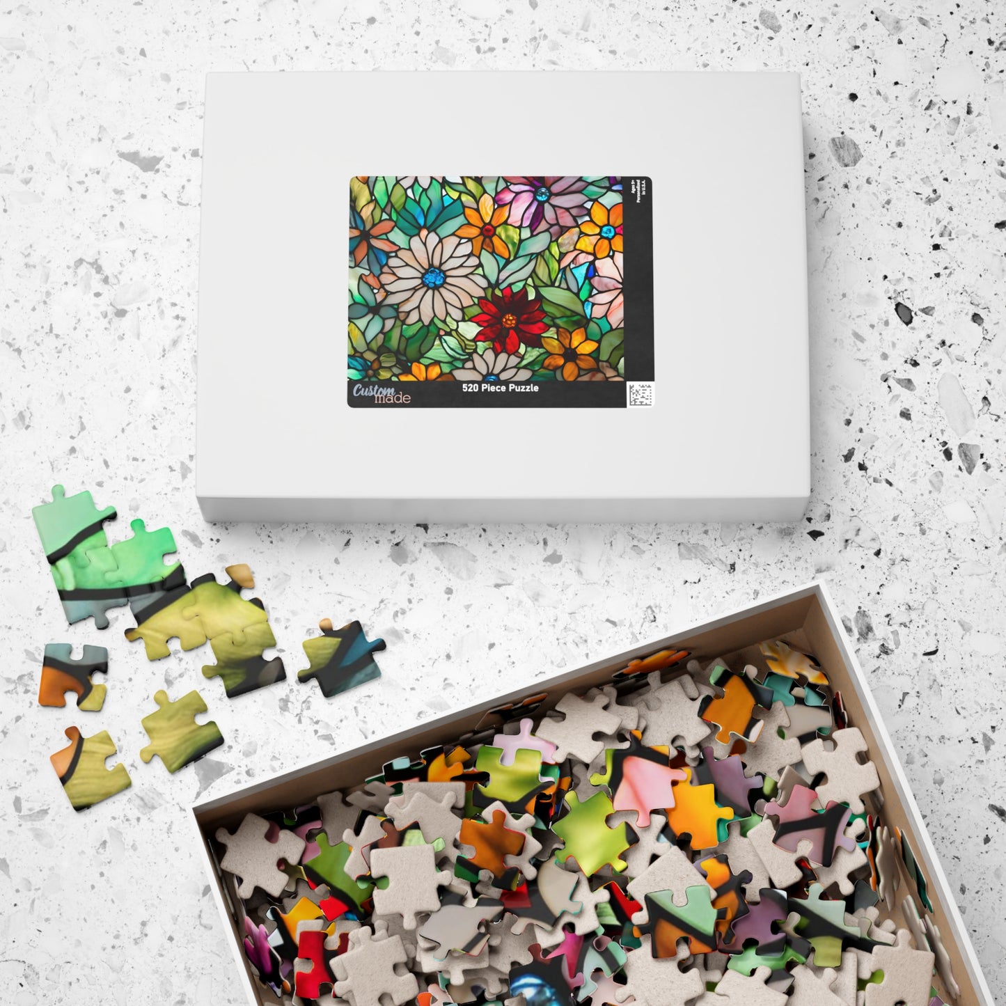 Floral Stained Glass Puzzle, Colorful Art Jigsaw Game for Adults, Puzzle Lover Gift for Friend, Family Game Night, Mindful Activity Puzzle The Puzzle Chest