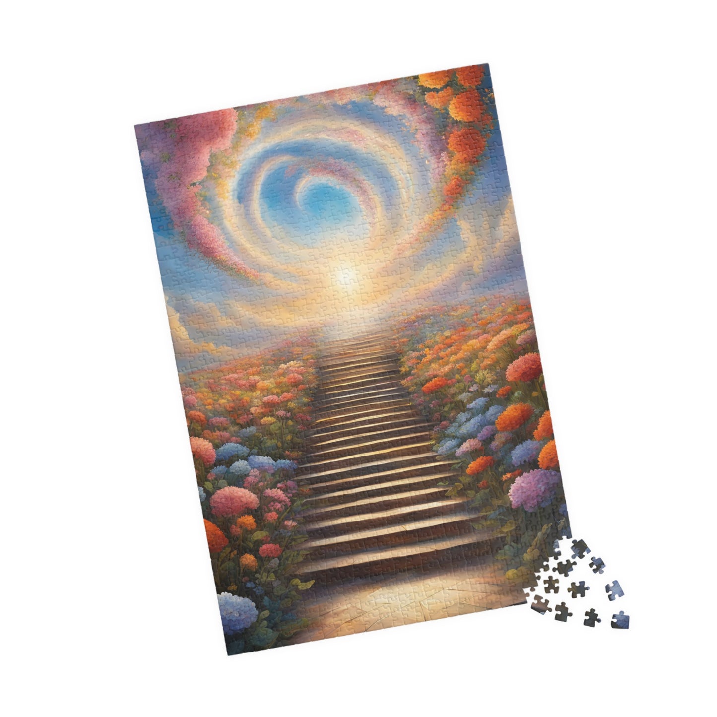 Heavenly Staircase Puzzle, Floral Flower Design, Religious Christian Faith Theme, 110 252 520 1014-Piece Jigsaw, Hobby, Meditation, Family Puzzle The Puzzle Chest