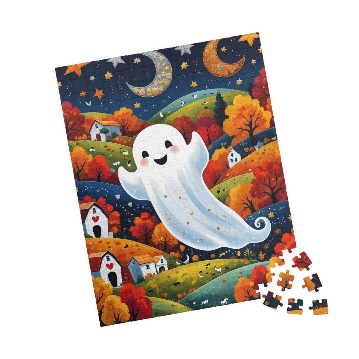 Folk Art Halloween Ghost Jigsaw Puzzle