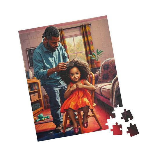 Father-Daughter Jigsaw Puzzle, Black Man Art, Afrocentric Holiday Birthday Gift for Parents, Family Bonding Indoor Activity, Educational Fun 110 pcs (Vertical) Puzzle The Puzzle Chest
