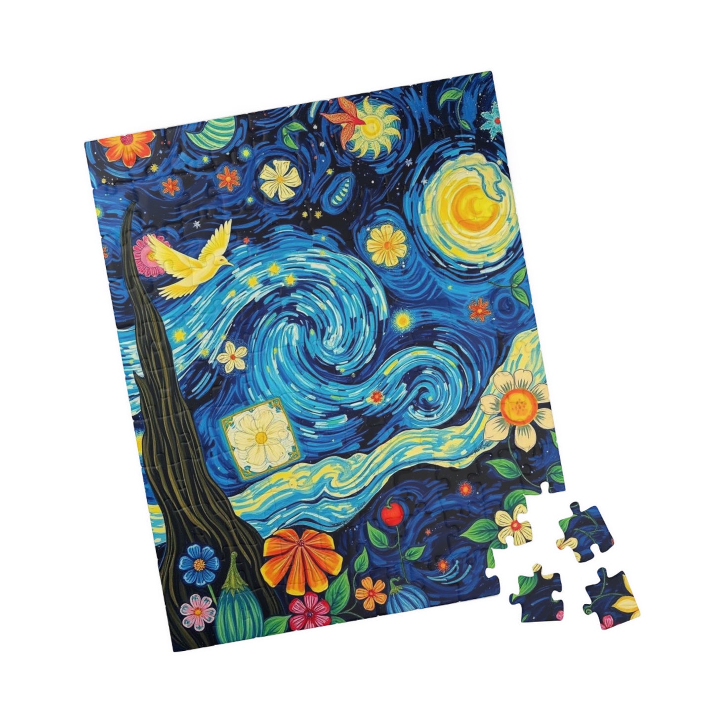 Vibrant Starry Night Jigsaw Puzzle, 110-1014 pieces, Perfect Gift for Art Lovers, Family or Solo Fun Home Decoration, Quiet Leisure Activity