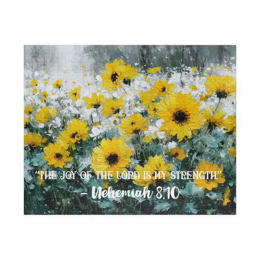 Sunflower Joy – Strength in Light Jigsaw Puzzle, Faith-Inspired Inspirational Gift, Christian Puzzle, Bible Verse Nehemiah 8:10 Puzzle The Puzzle Chest