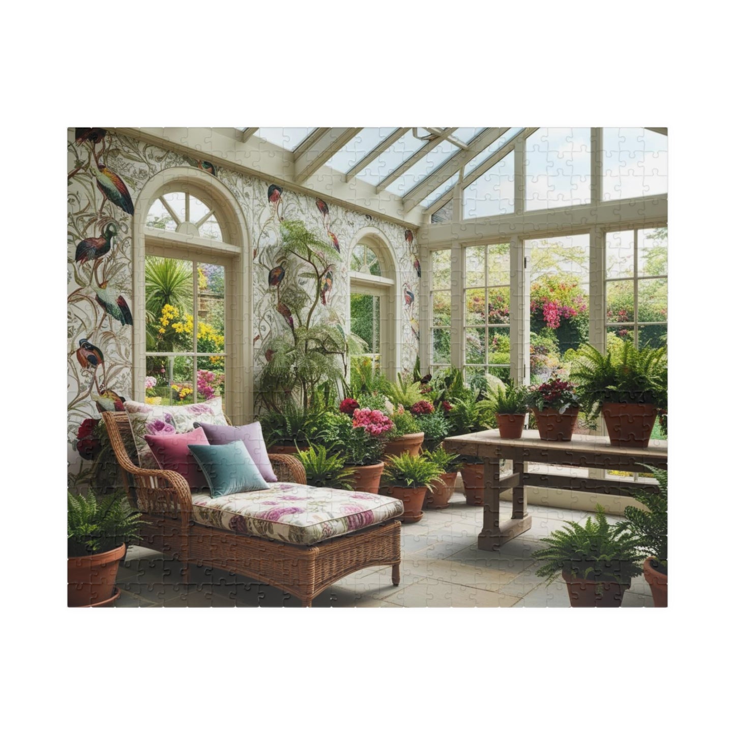 Vintage Sunroom Serenity Puzzle, Relaxing Adult Jigsaw Game for Family Bonding Activity or Solo Fun, Nature Scene, Puzzle Enthusiast Gift 520 pcs (Horizontal) Puzzle The Puzzle Chest
