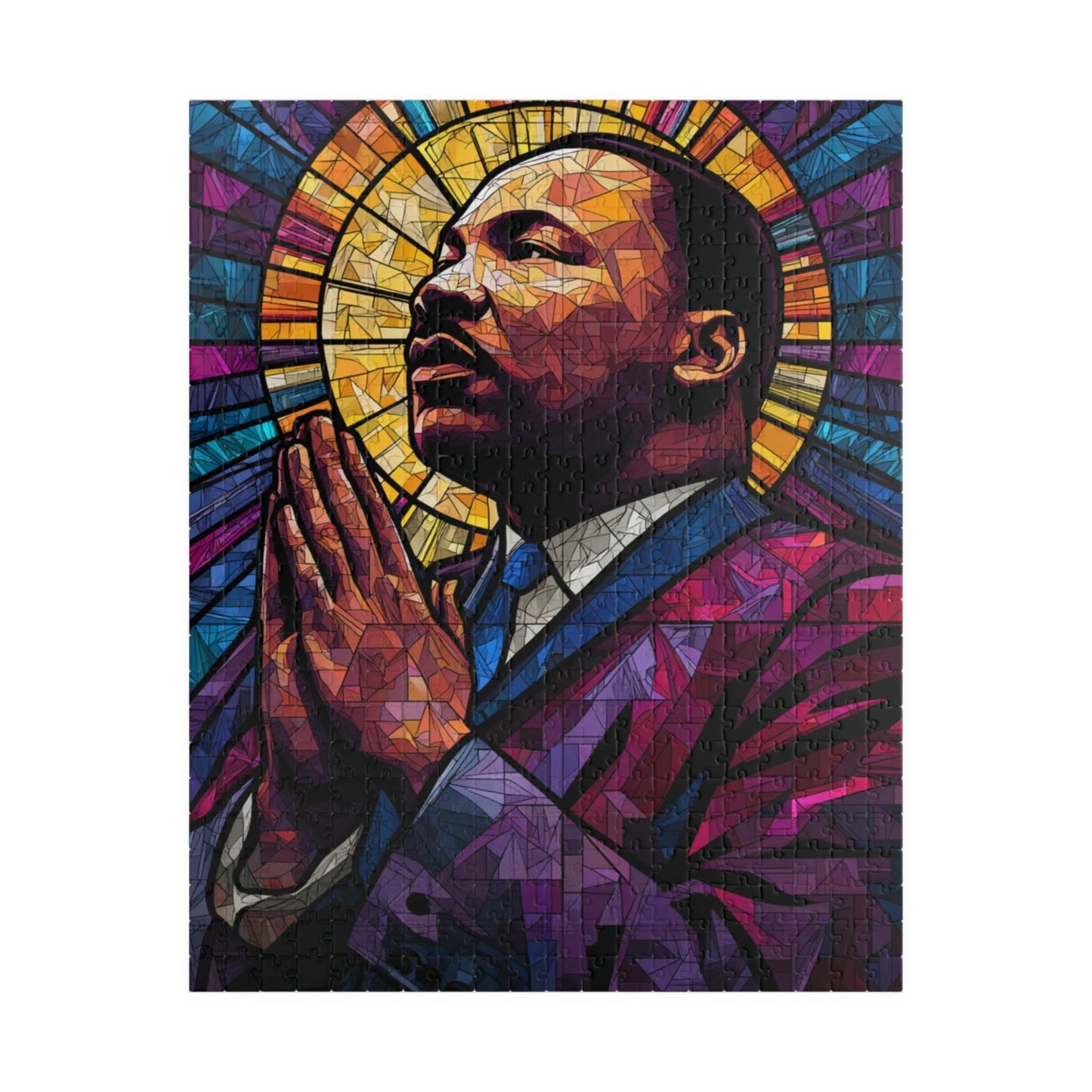 Afrocentric Jigsaw Puzzle – Stained Glass Dr. Martin Luther King Jr. Artwork, Black History Month Educational Puzzle, Inspirational MLK Puzzle Gift Puzzle The Puzzle Chest