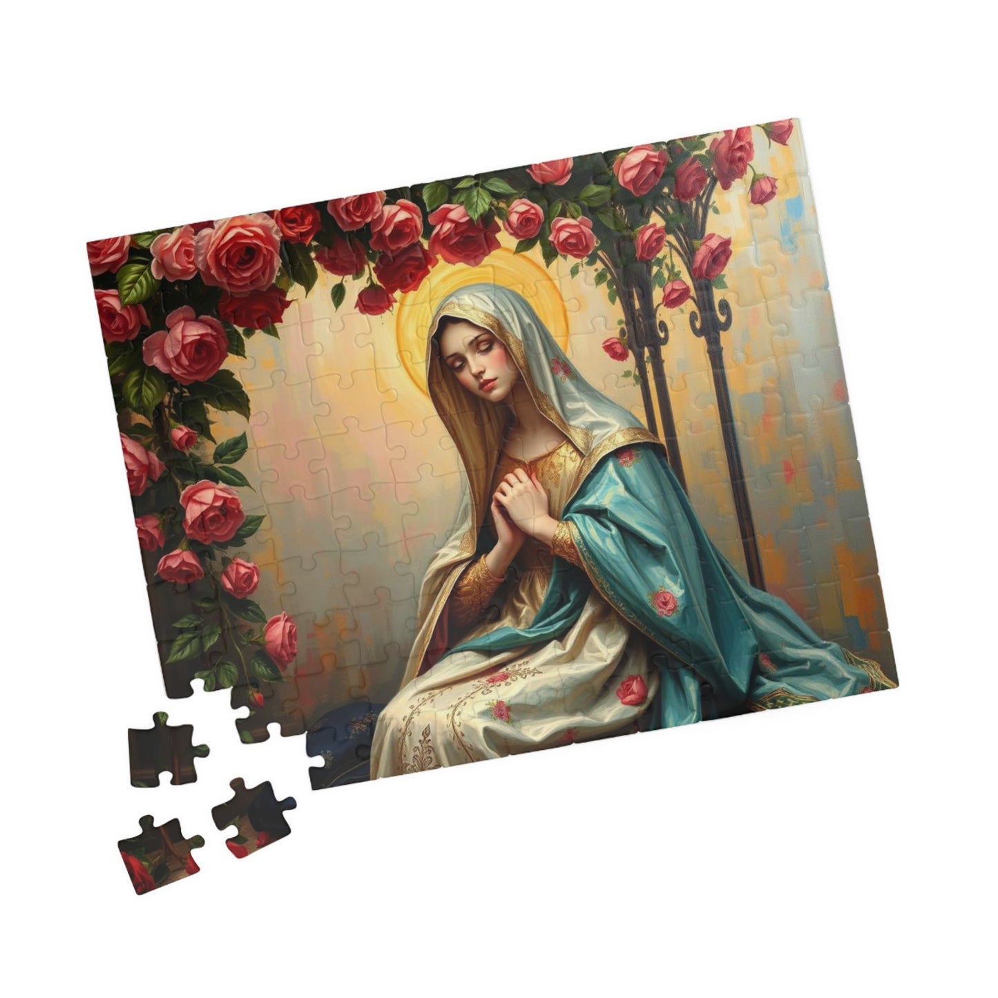 Floral Virgin Mary Jigsaw Puzzle - 110/252/520/1014 pieces, Art Puzzle, Religious Gift, Home Decor, Family Activity, Gift for Holidays Puzzle The Puzzle Chest
