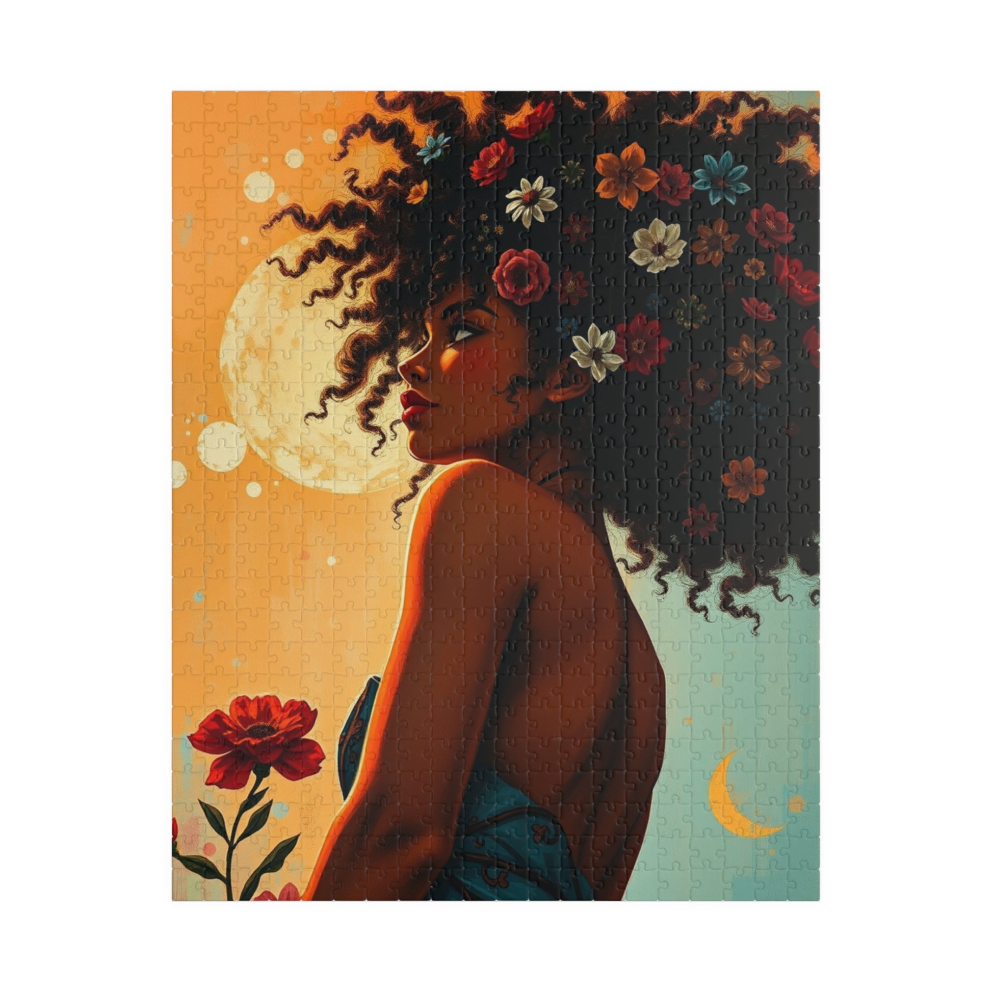 Black Art Jigsaw Puzzle - African American Woman, Gift for Afrocentric Art Lover, Fun Family Game Night, Mindfulness Activity Brain Teaser 520 pcs (Vertical) Puzzle The Puzzle Chest