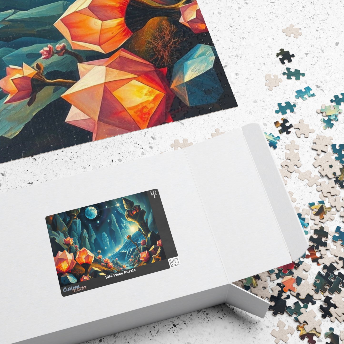 Surreal Biome Jigsaw Puzzle, Luminescent Flora and Geometric Shapes, Brain Teaser, Home Activity, Fantasy Gift Idea for Puzzle Lover, Friend Puzzle The Puzzle Chest