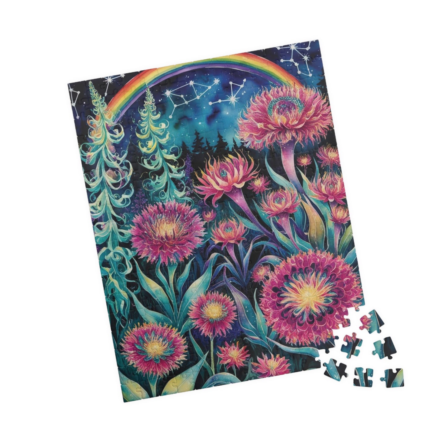 Flower Theme Trippy Puzzle, 110-1014 Piece Glow Garden Jigsaw Puzzle, Challenging Tabletop Game, Adult Entertainment Relaxation Meditation Puzzle The Puzzle Chest