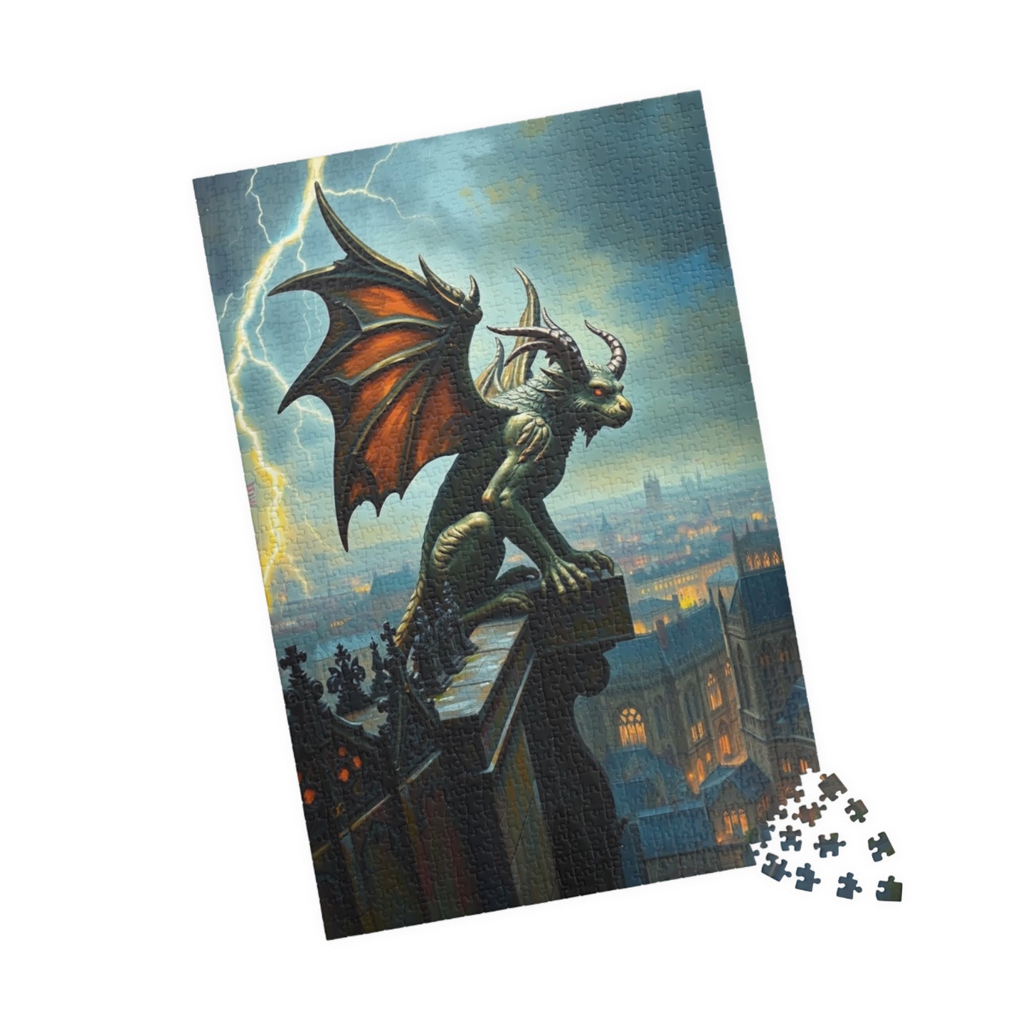 Mythical Creature Jigsaw Puzzle - Gothic Gargoyle Design, Fantasy Home Decor, Gift for Puzzle Lovers, Halloween Activities Brain Teaser Puzzle The Puzzle Chest