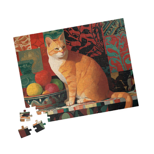 The Cat and the Fruit Bowl – Still Life Art Jigsaw Puzzle, Animal Theme Colorful Fauvist Cat Puzzle 110 pcs (Horizontal) Puzzle The Puzzle Chest