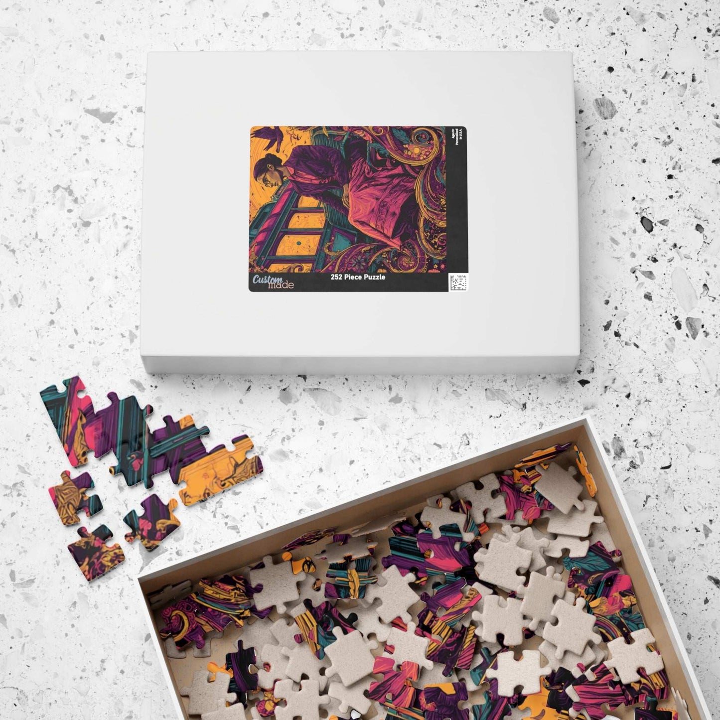 Rosa Parks Afrocentric Jigsaw Puzzle - Civil Rights Historical Black Figure Art with Ornate Floral Motifs and Bus Scene, Black Woman Art Puzzle The Puzzle Chest