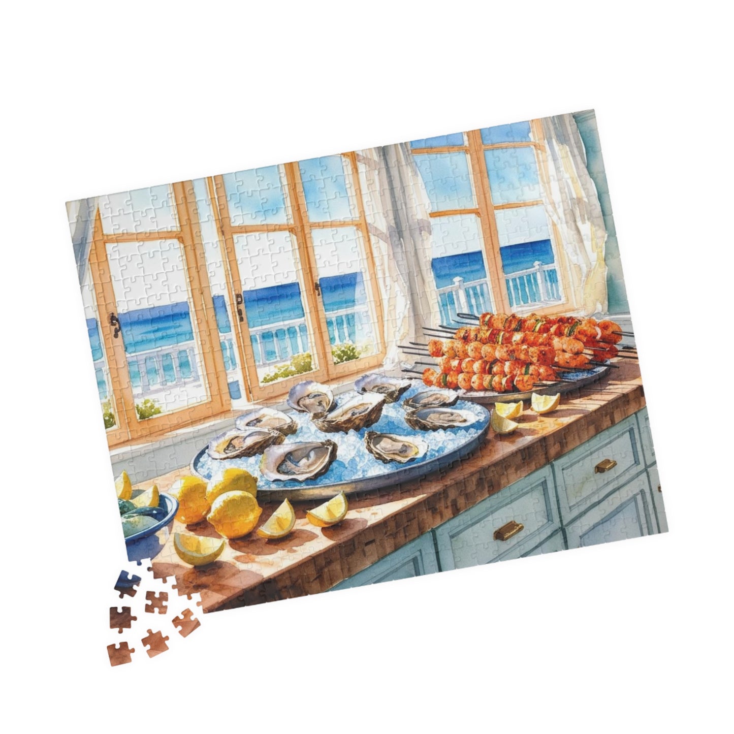 Coastal Kitchen Puzzle Gifted, Sea-food Themed Food Jigsaw Game, Kitchen Decor, Fun Family Activity for Game Night, Puzzle Lover Puzzle The Puzzle Chest
