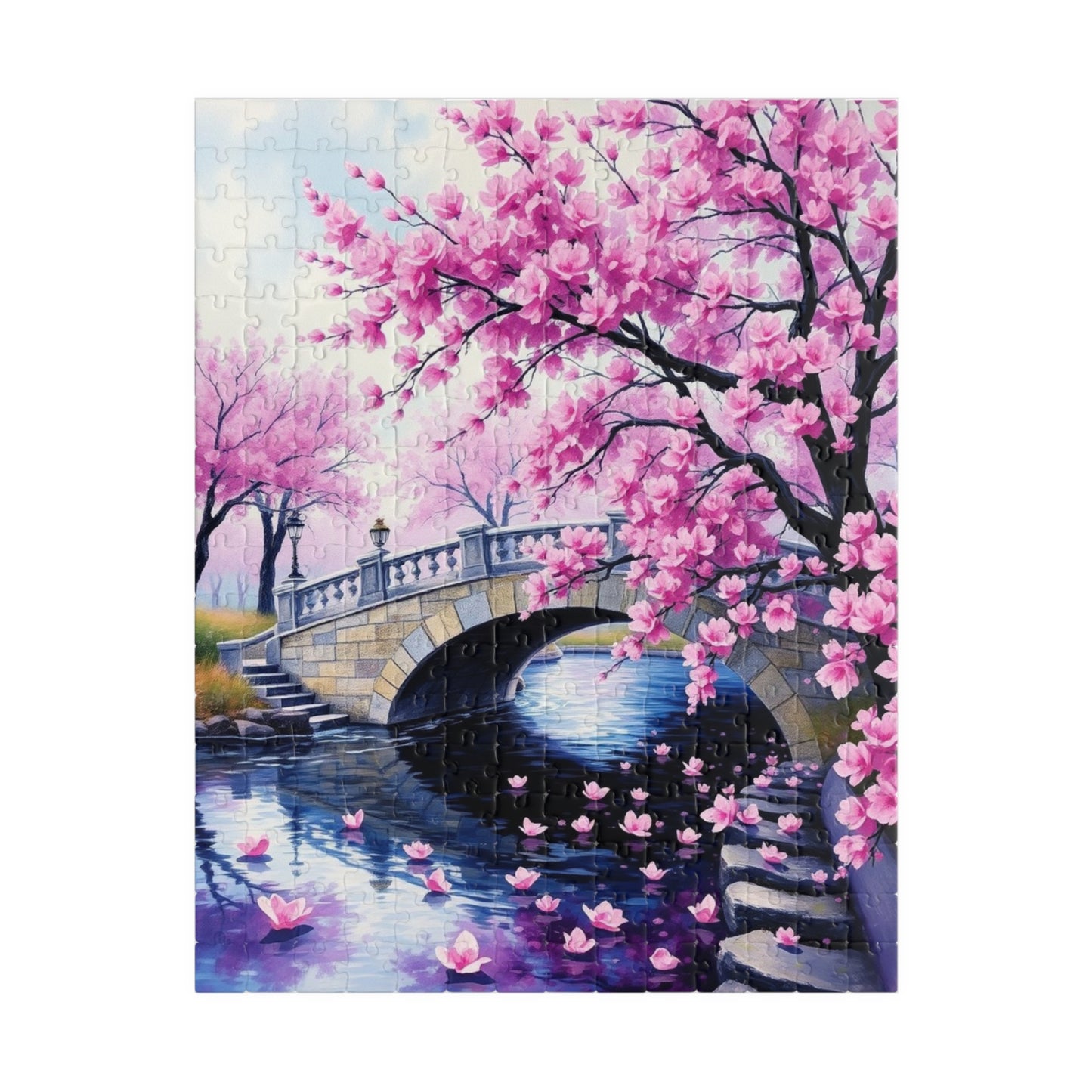 Cherry Blossom Puzzle, 110/252/520/1014-Piece Enchanted Landscape, Gift for Puzzle Lovers 252 pcs (Vertical) Puzzle The Puzzle Chest