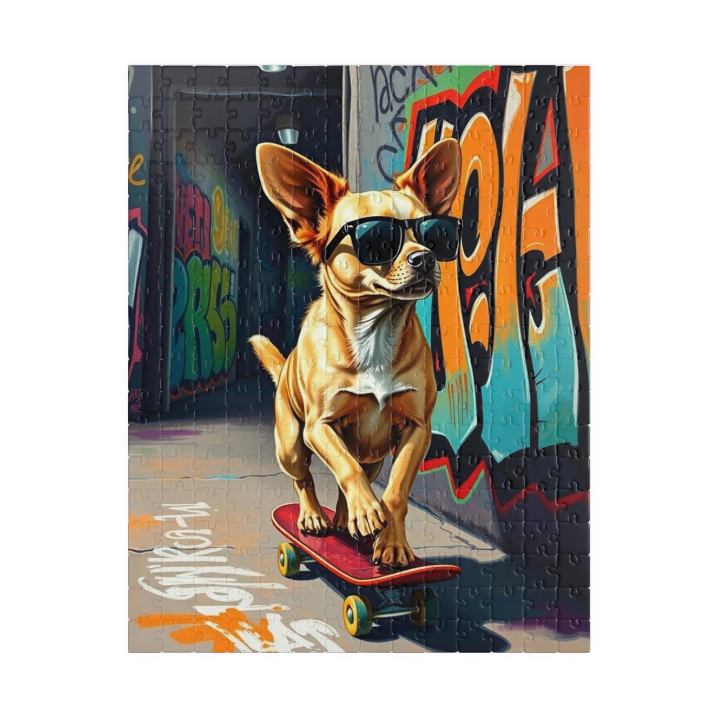 Cool Skateboarding Dog Puzzle - Pop Art Jigsaw Game, Gift for Dog Lover, Family Game Night, Indoor Activity Brain Teaser 252 pcs (Vertical) Puzzle The Puzzle Chest