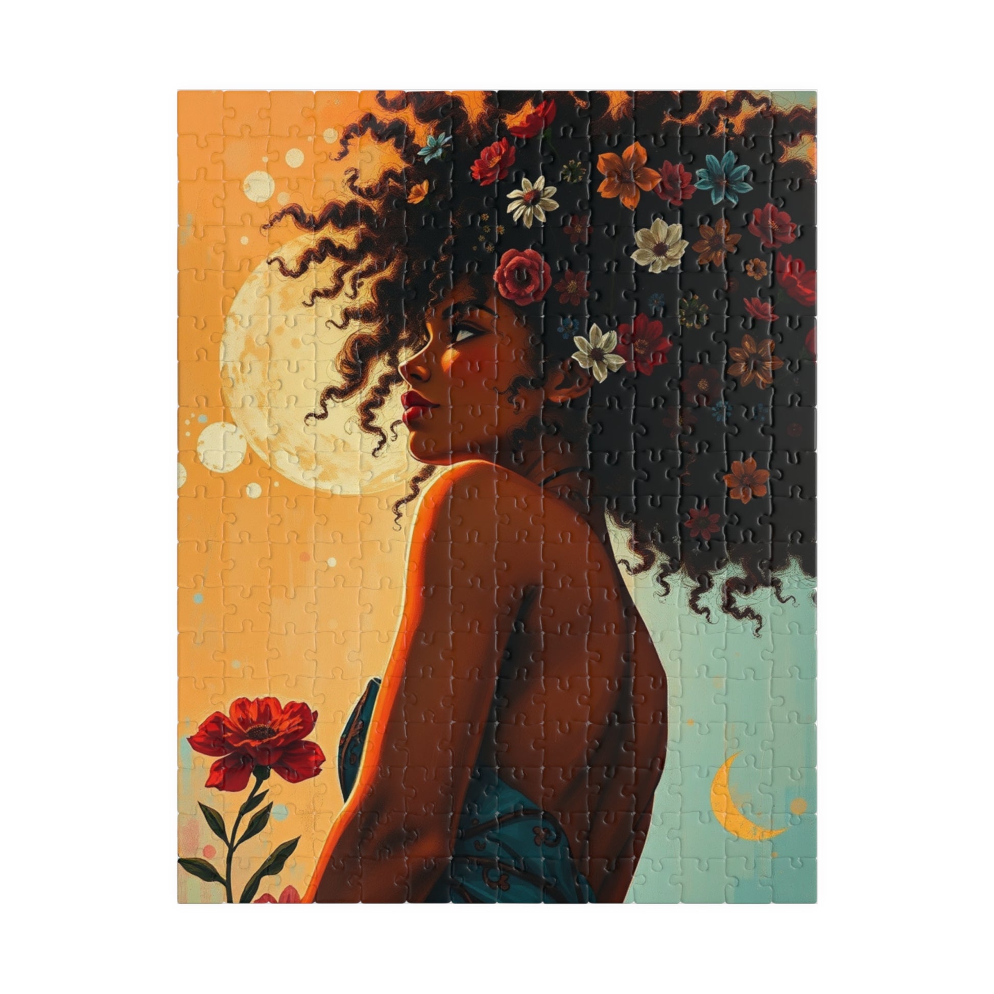 Black Art Jigsaw Puzzle - African American Woman, Gift for Afrocentric Art Lover, Fun Family Game Night, Mindfulness Activity Brain Teaser 252 pcs (Vertical) Puzzle The Puzzle Chest