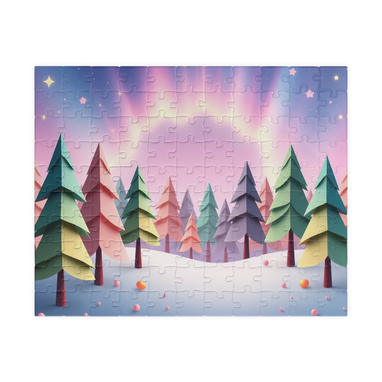 Abstract Landscape Jigsaw Puzzle (110-1014 Piece), Magical Forest with Geometric Trees, Best Unique Gift Idea for Puzzle Lover, Challenging 110 pcs (Horizontal) Puzzle The Puzzle Chest