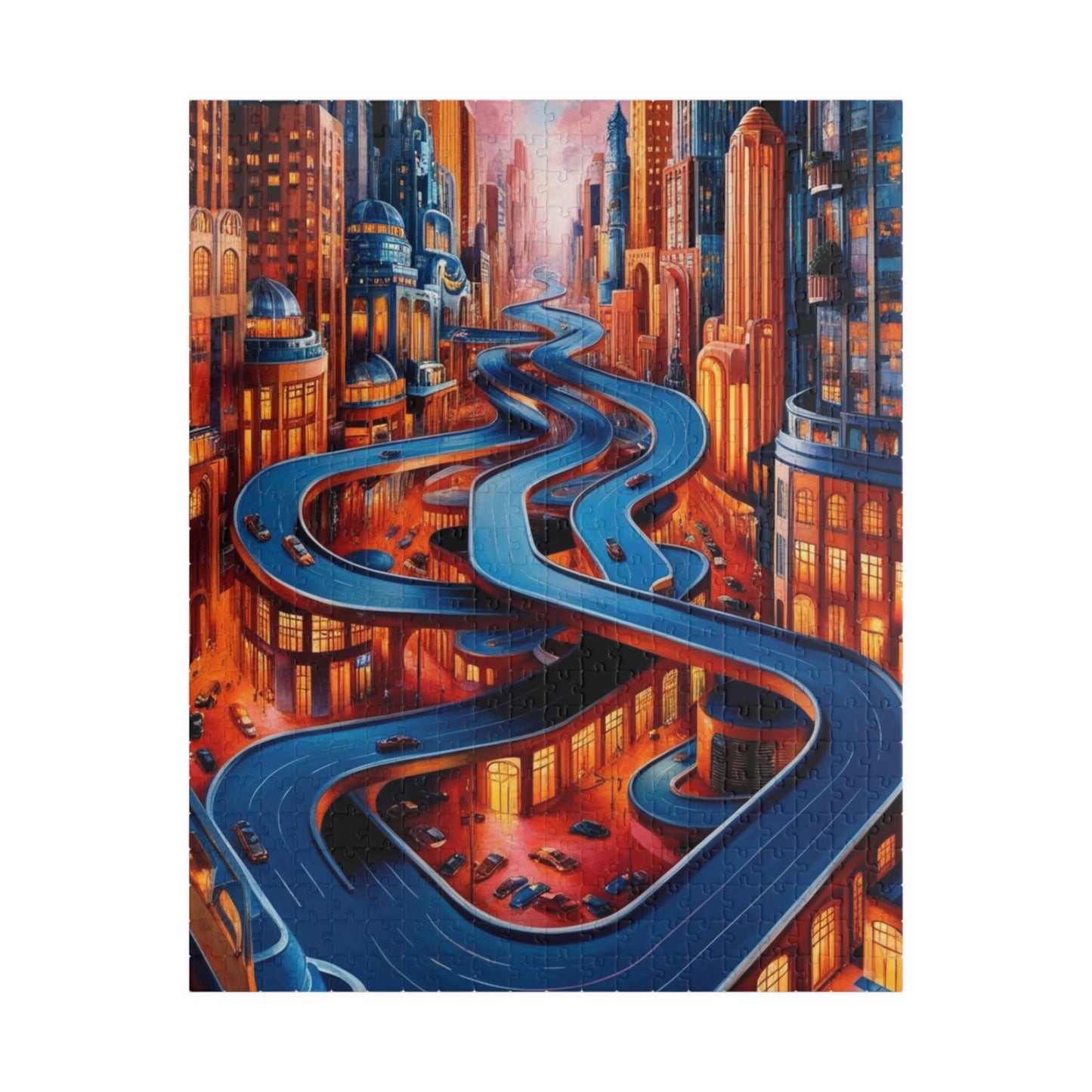 Surreal Cityscape Jigsaw Puzzle - 110, 252, 520, 1014-piece, Fun for Family Game Night, Unique Gift for Puzzle Lovers, Indoor Activities 520 pcs (Vertical) Puzzle The Puzzle Chest
