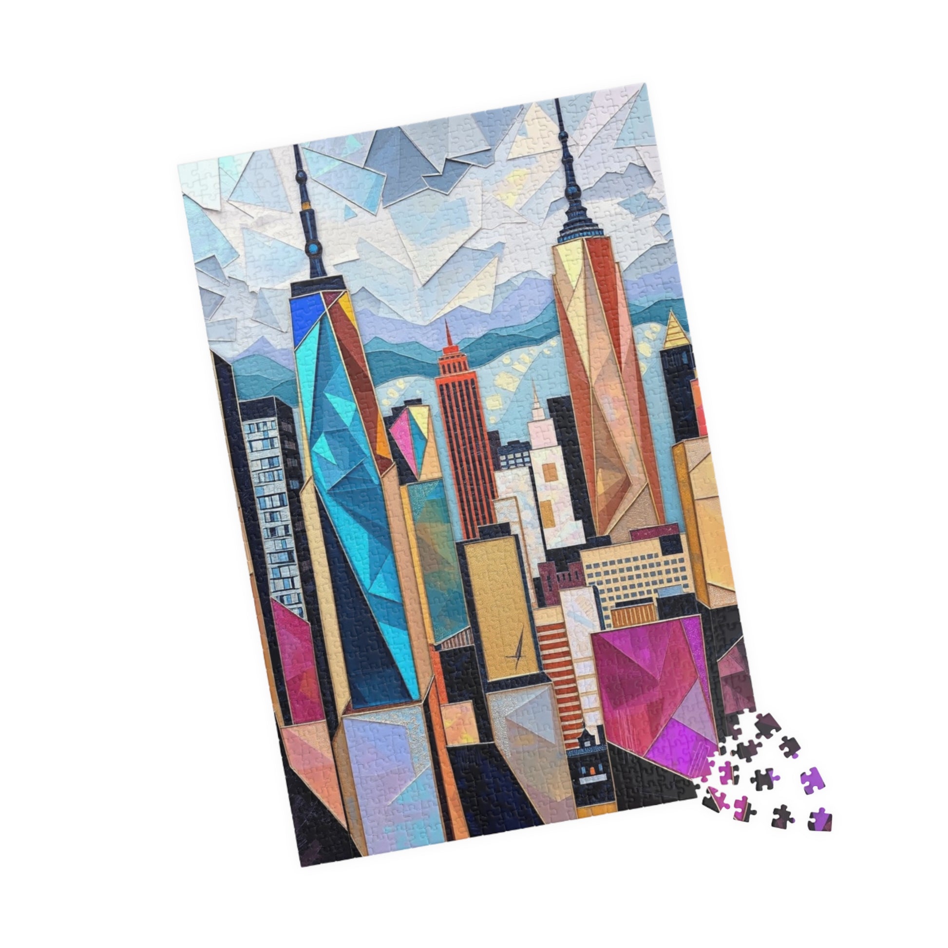 Abstract Cityscape Jigsaw Puzzle - Geometric Shapes Iridescent Colors Puzzle The Puzzle Chest