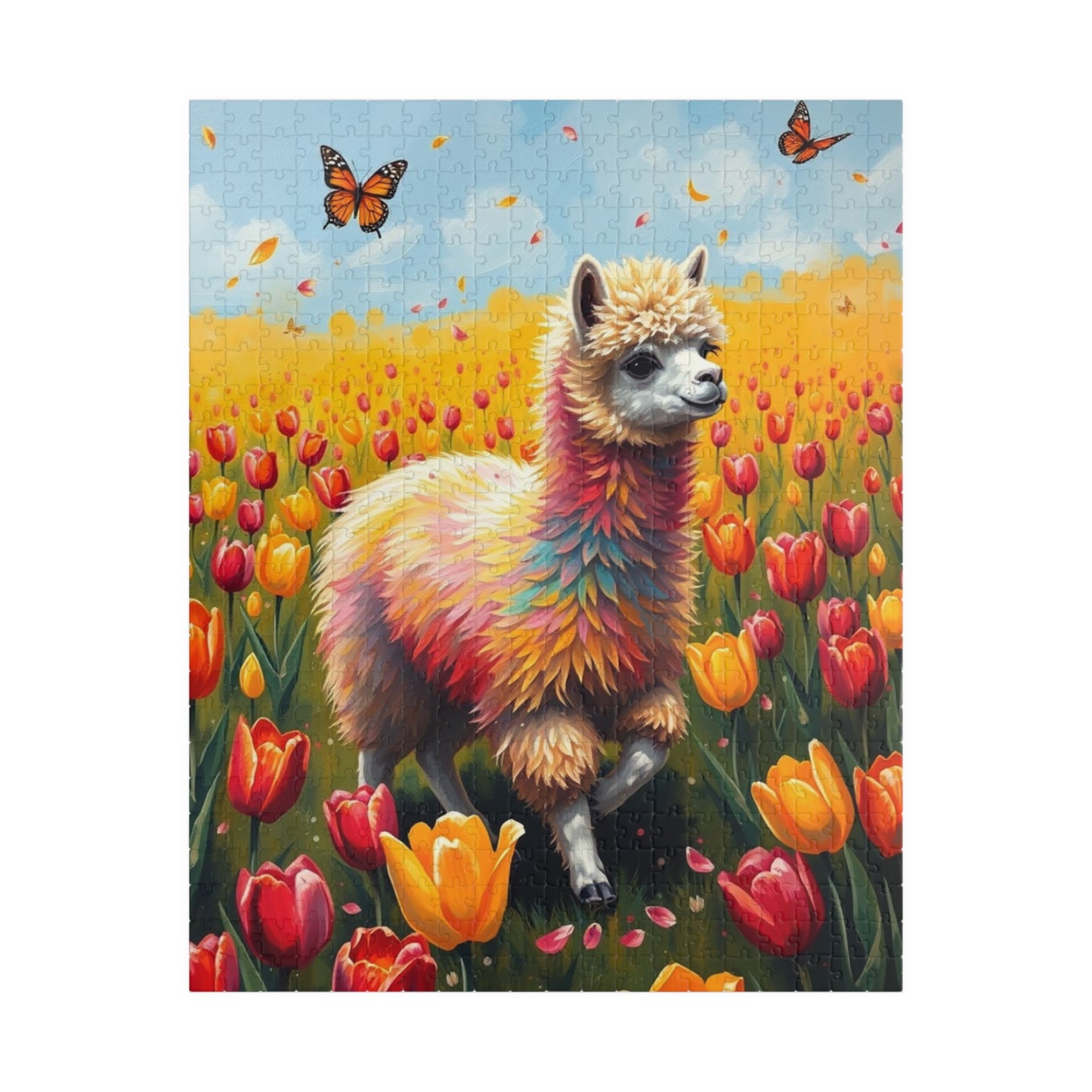 Colorful Llama Jigsaw Puzzle, Flower Nature Theme Adult Game, Fun Family Activity, Ideal Animal Lover Gift, Home Entertainment Mindful Hobby 520 pcs (Vertical) Puzzle The Puzzle Chest