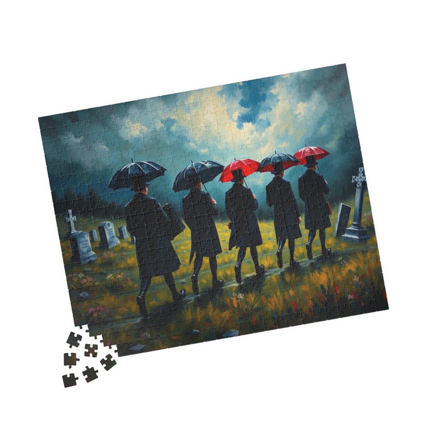 Gothic Procession Jigsaw Puzzle, Gothic Puzzle, Dark Art Puzzle, Stormy Cemetery Landscape Puzzle, 1000-Piece Puzzle Gift for Puzzle Lovers Puzzle The Puzzle Chest