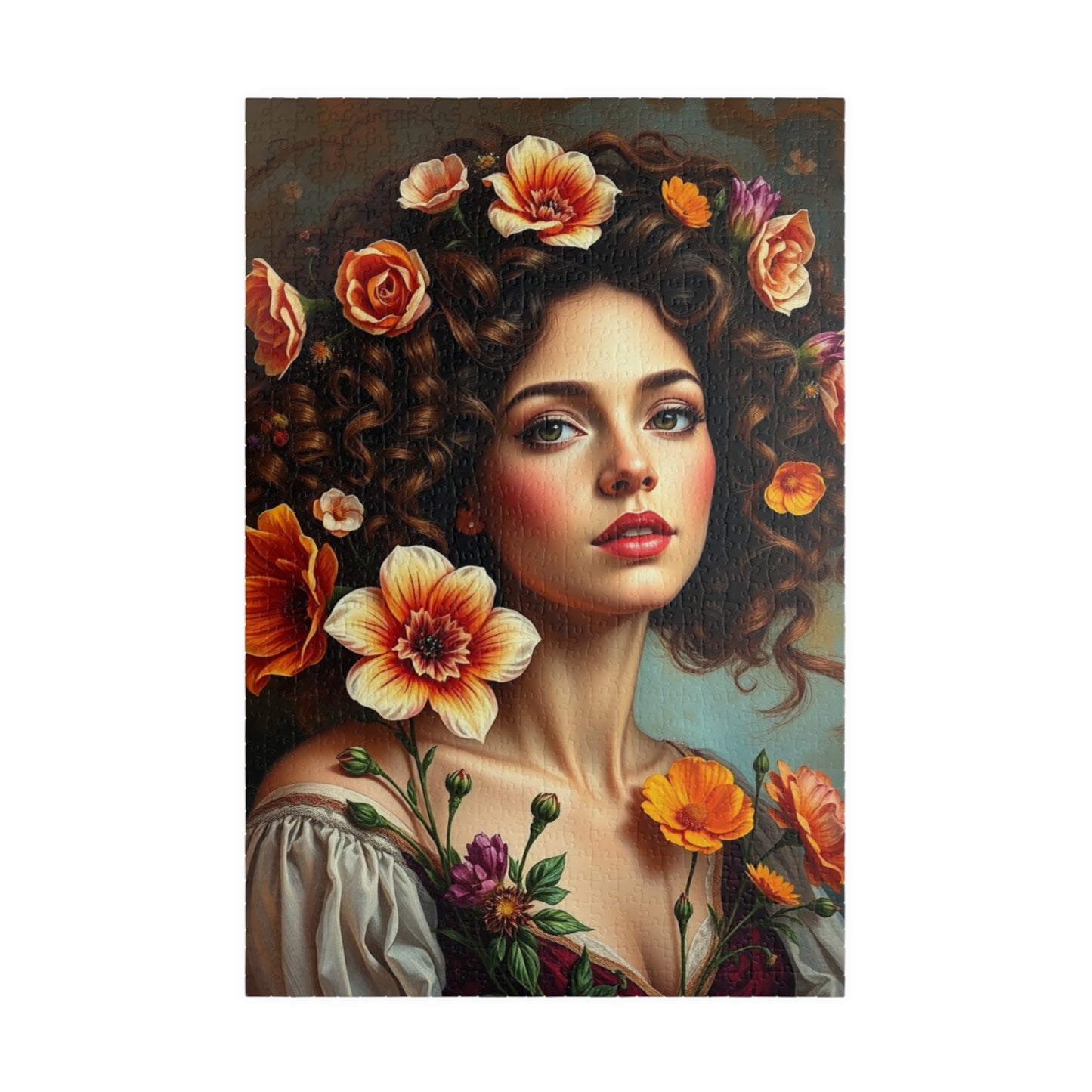 Floral Art Puzzle, Beautiful Woman Portrait Jigsaw, Relaxing Activity for Adults, Gift for Puzzle Lovers and Friends, Mindful Brain Teaser 1014 pcs (Vertical) Puzzle The Puzzle Chest