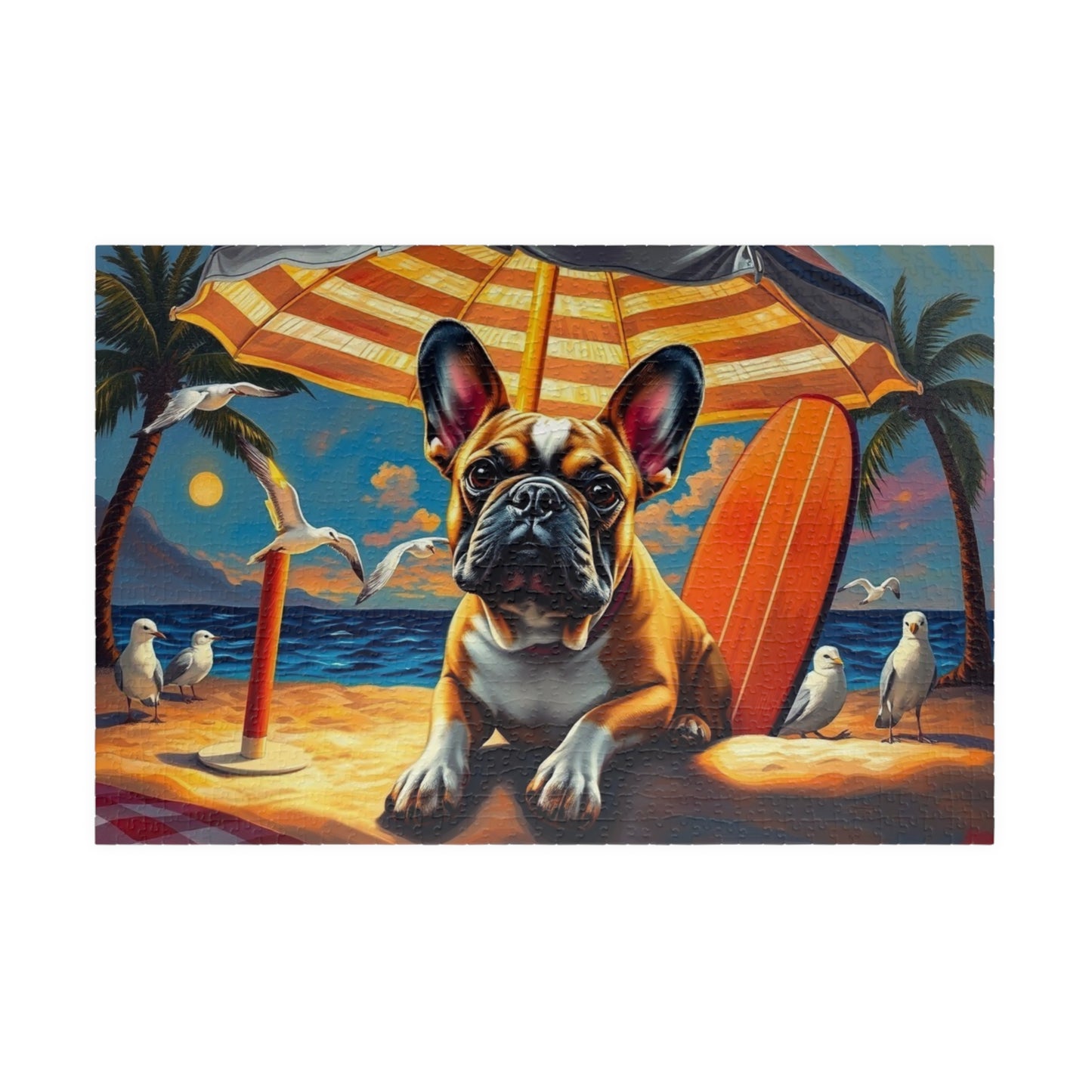 Beach Vibes Puzzle - French Bulldog, 110/252/520/1014-Piece, Fun Home Activity, Gifts for Dog Lovers, Family Game Night, Puzzle for Adults