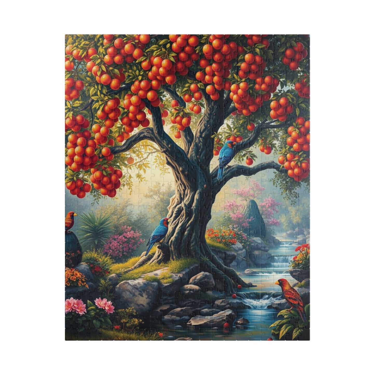 Garden of Eden Puzzle, Serene Biblical Scene (110, 252, 520, 1014 Pieces), Fruit Tree Stream Birds Flowers, Jigsaw Game Brain Teaser, Home 520 pcs (Vertical) Puzzle The Puzzle Chest
