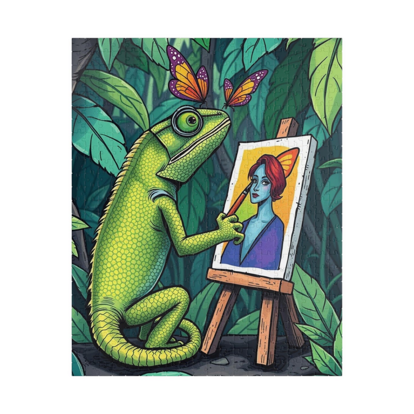 Chameleon Art Jigsaw Puzzle - 110, 252, 520, 1014-Piece, Colorful Nature Scene, Unique Gift for Puzzle Lovers, Fun Family Activity, Brain Teaser 520 pcs (Vertical) Puzzle The Puzzle Chest