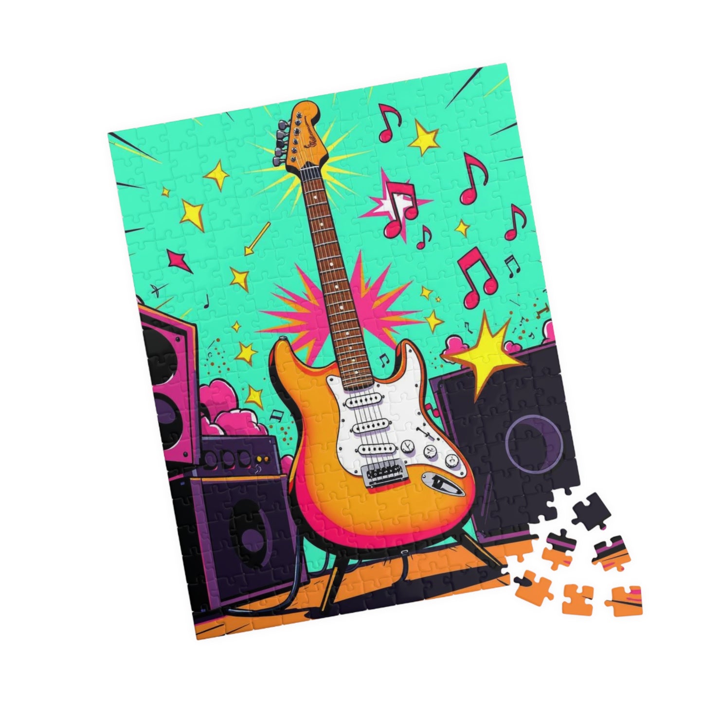 Colorful Guitar Puzzle - Pop Art Jigsaw Puzzle for Adults, Perfect for Music Lover, Game Night, Family Fun, Gifts, Unique Home Entertainment Puzzle The Puzzle Chest