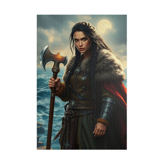 Viking Jigsaw Puzzle 110-1014 Piece, Medieval Era Woman Warrior on Stormy Sea, Norse Mythology, Gift for Puzzle Enthusiast, Mindful Activity 1014 pcs (Vertical) Puzzle The Puzzle Chest