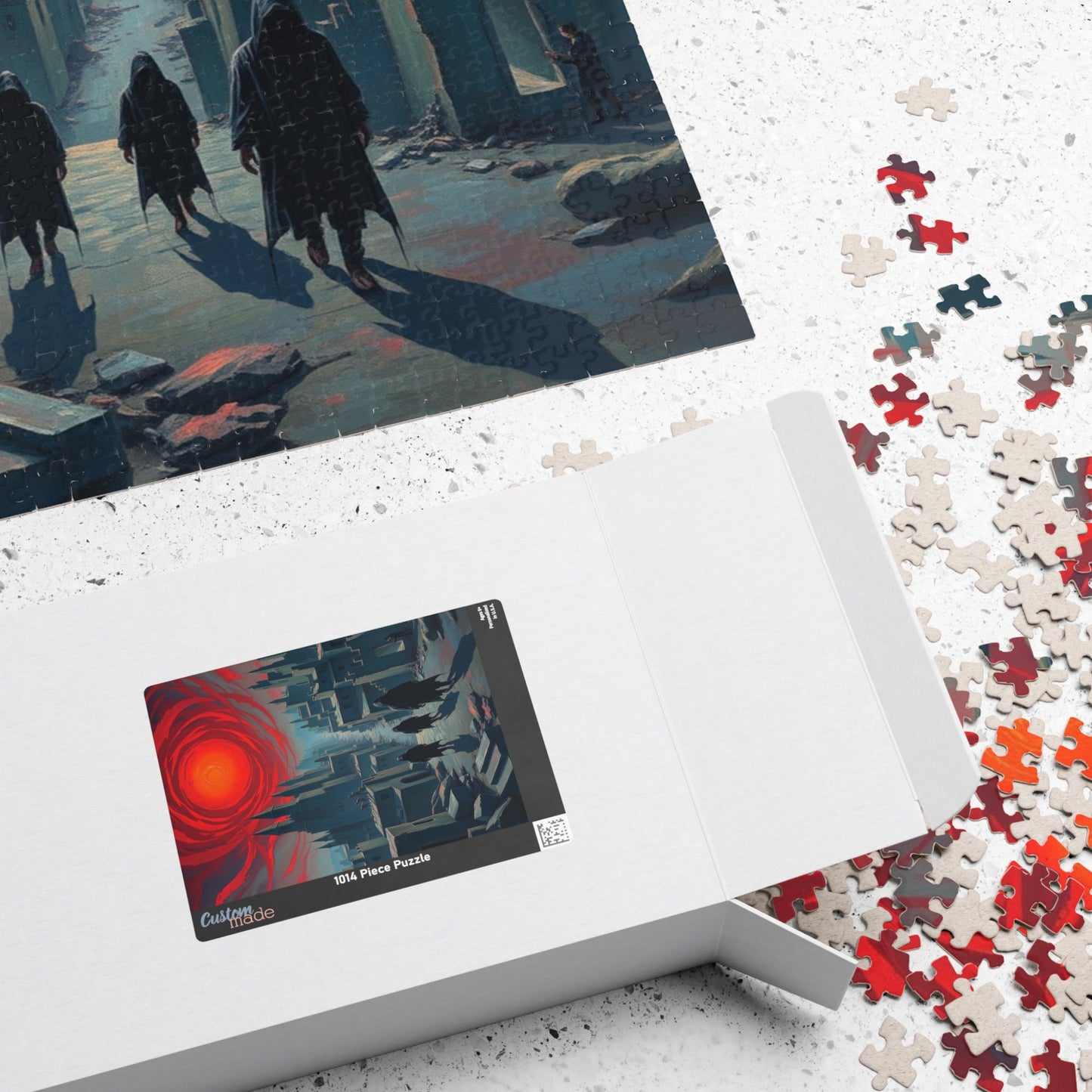Gothic Puzzle - Desolate City Blood-Red Sky, 110-1014 Piece Jigsaw Game, Skeleton Figures, Hooded Wanderers, Spooky Dark Art, Giftable Puzzle The Puzzle Chest