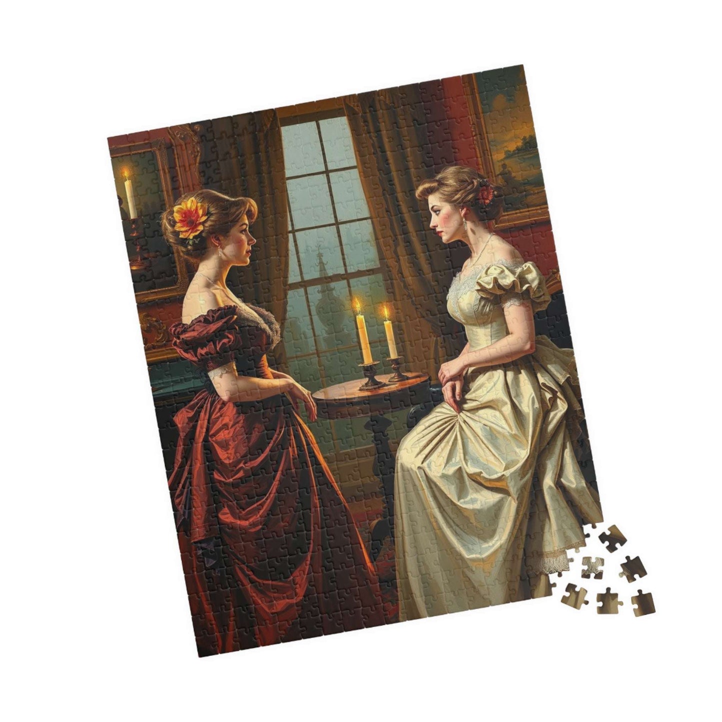 Jigsaw Puzzle, Victorian Women in Elegant Gowns, Candlelit Parlor Design, 110 252 520 1014 Pieces, Relaxing Activity, Home Decor, Gift Idea, Puzzle The Puzzle Chest