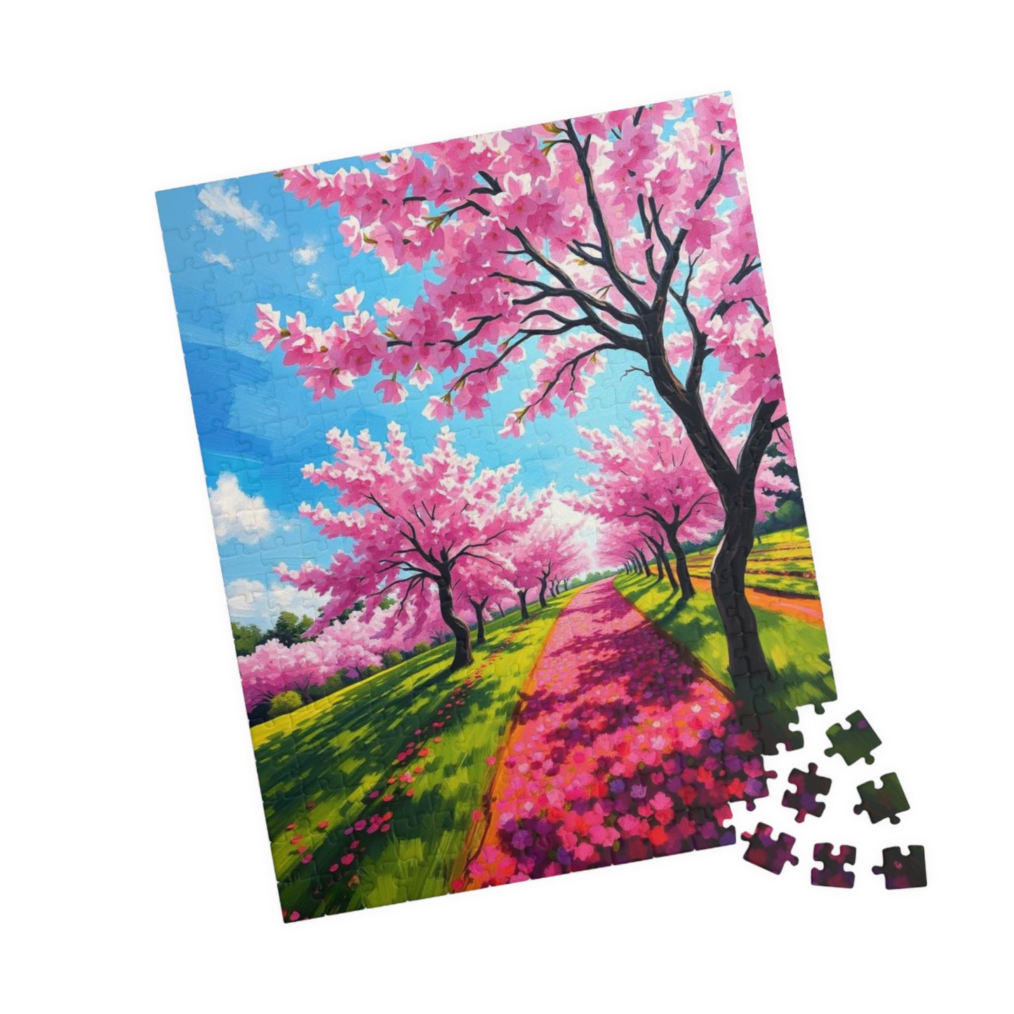 Cherry Blossom Landscape Puzzle, Beautiful 110-1014 Piece Jigsaw Puzzle, Perfect for Family Game Night, Birthday Gift Idea, Spring Decor Puzzle The Puzzle Chest