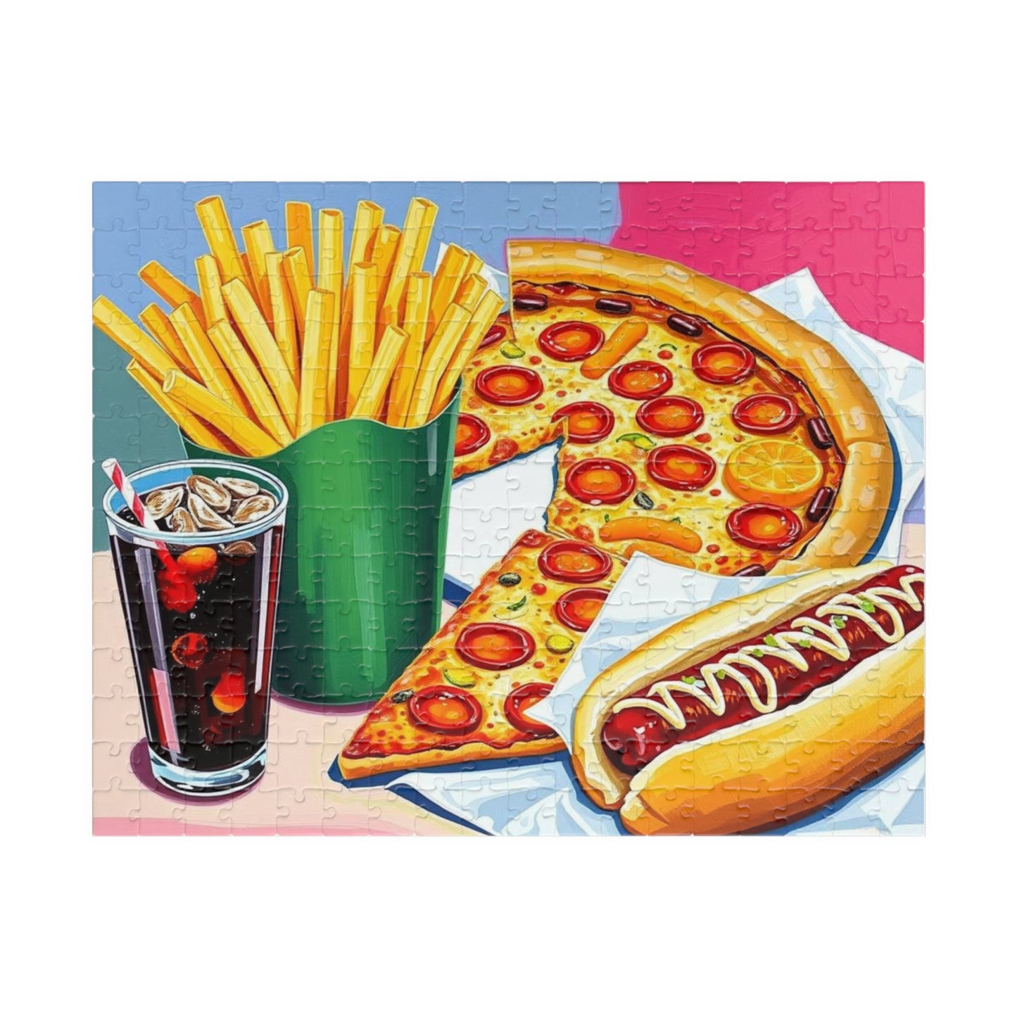 Fast Food Fun Puzzle - Pop Art Jigsaw Game Adult Gift for Food Lovers, Family Game Night, Unique Home Entertainment 252 pcs (Horizontal) Puzzle The Puzzle Chest