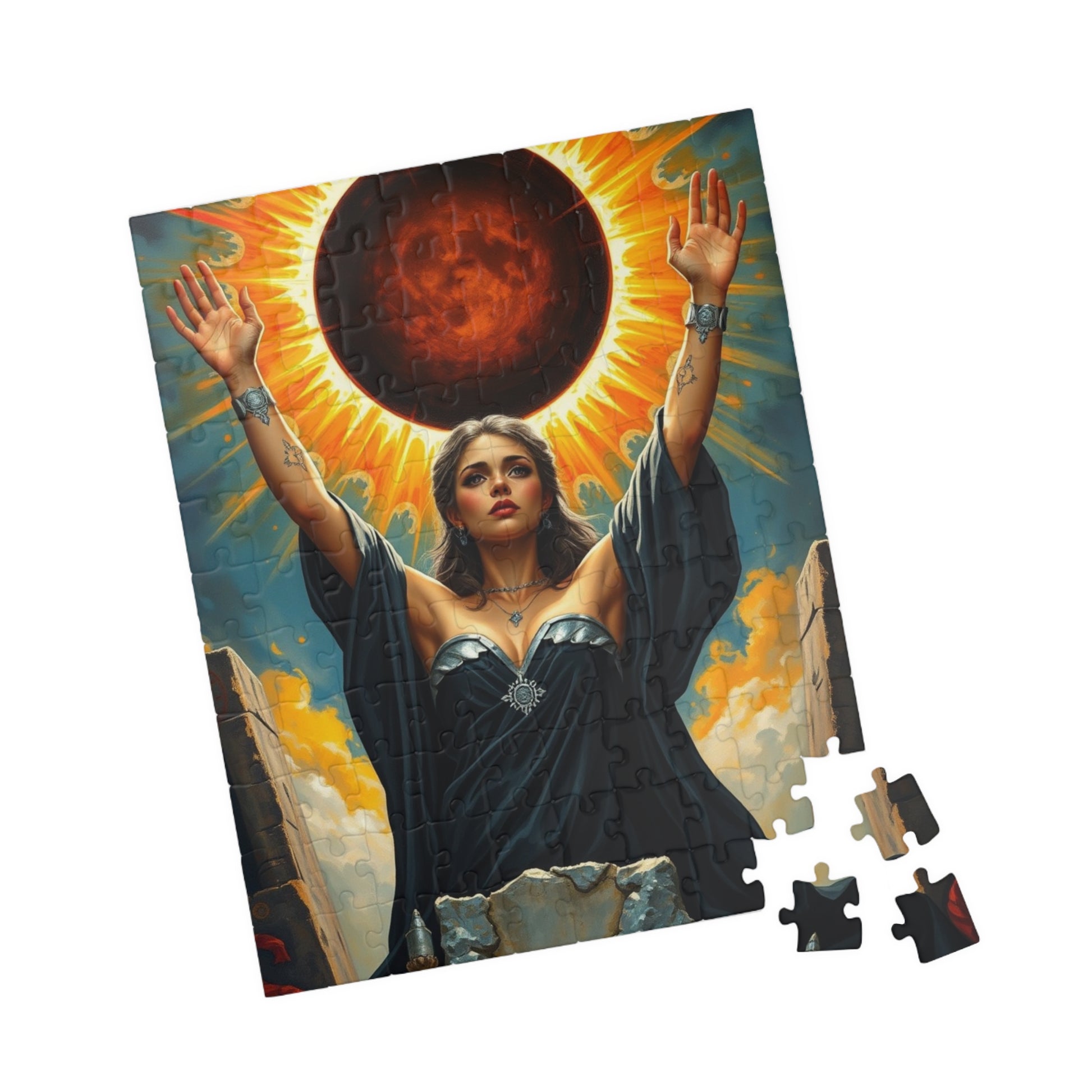 Mystical Solar Eclipse Puzzle | Powerful Sorceress Adult Jigsaw Game | Perfect for Gift, Family or Solo Fun, Nighttime Vibes, Introspection Puzzle The Puzzle Chest