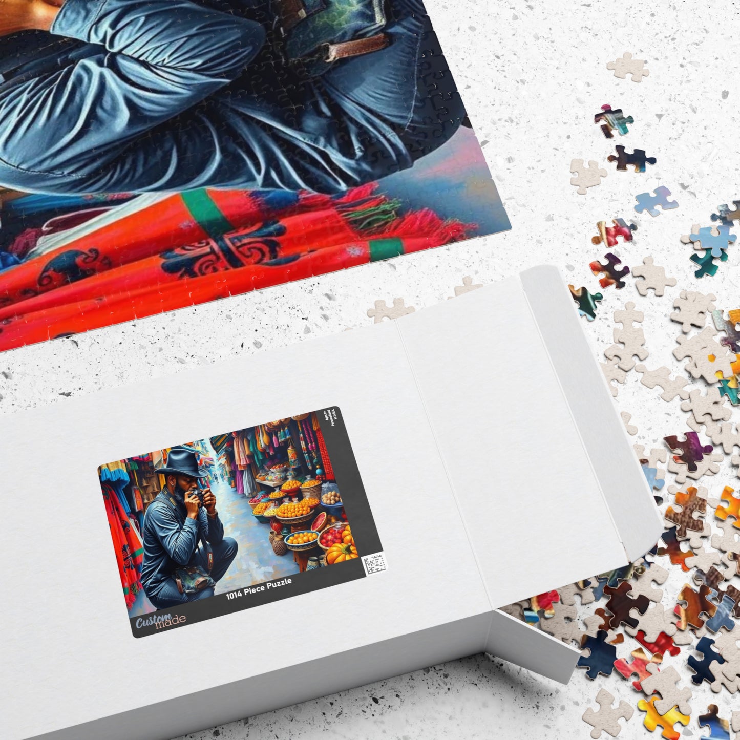 Cultural Street Market Jigsaw Puzzle - Black Man Taking Photographs, African American Art, Gift for Friends, Family Fun, Home Entertainment Puzzle The Puzzle Chest