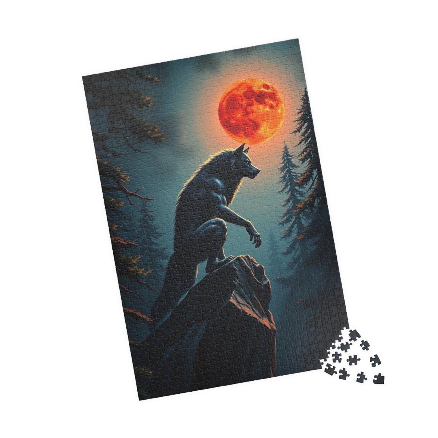Moonlit Wolf Puzzle - Jigsaw Game for Nature and Animal Lovers, Creative Gift Idea for Friends, Cozy Night In, Family Activity Brain Teaser