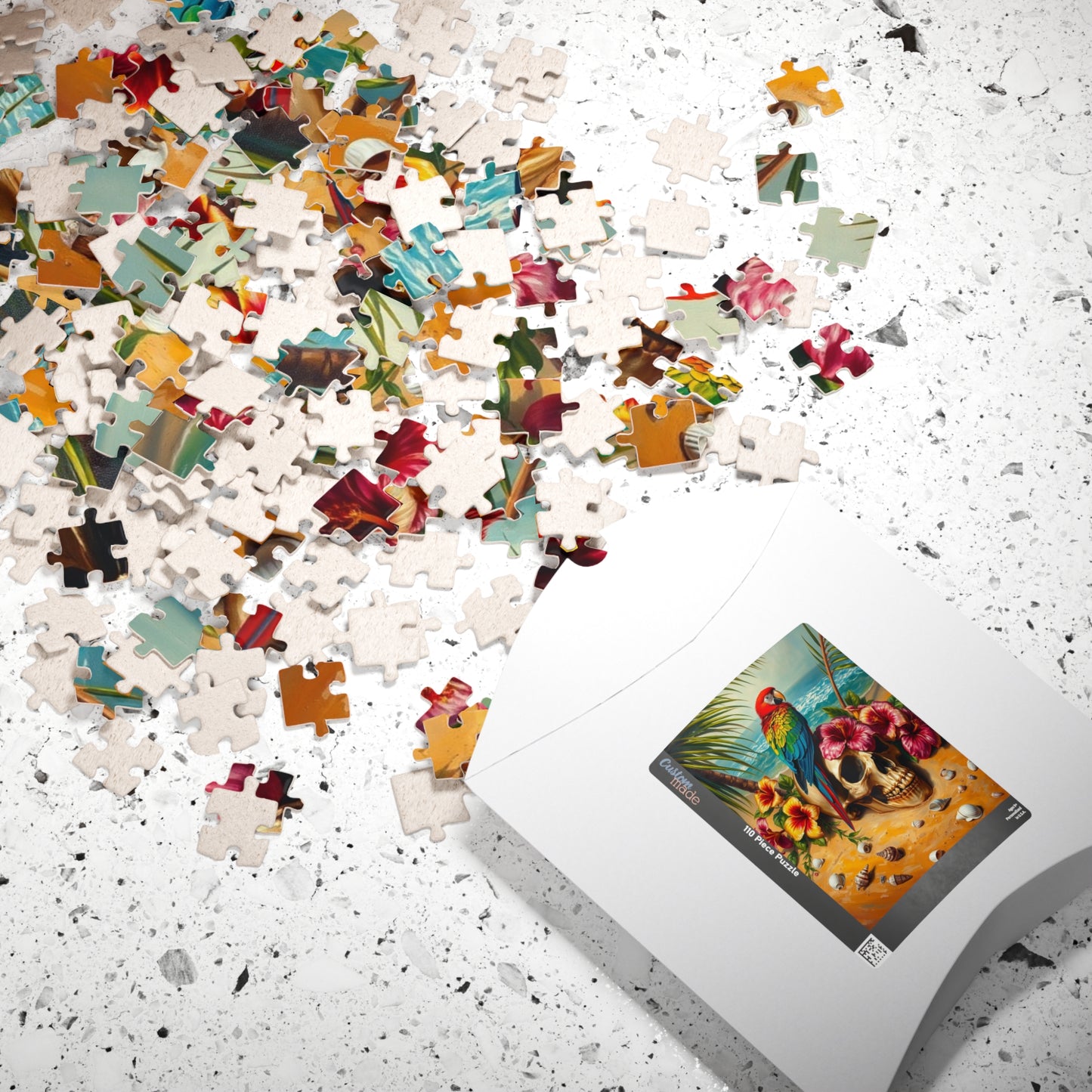 Colorful Parrot Skull Puzzle, Fun Nature Theme Jigsaw Game for Adults, Family Game Night, Beach Lover and Puzzle Enthusiast Holiday Gift Puzzle The Puzzle Chest