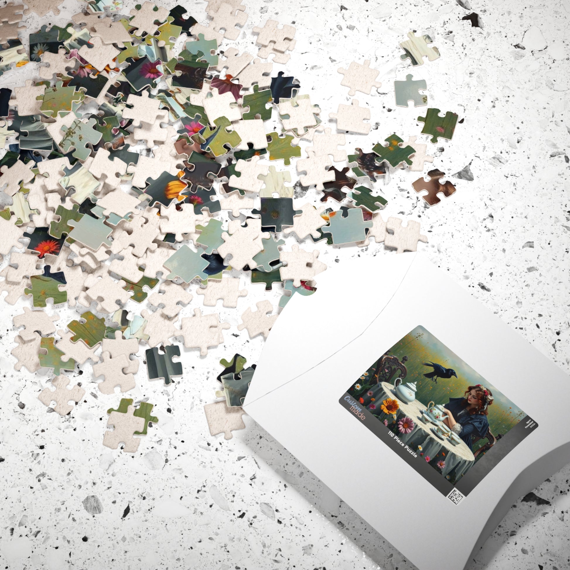 Melancholy Tea Party Jigsaw Puzzle, Victorian Woman and Raven, Gothic Art Print, Dark Fantasy Puzzle Lover Gift, Brain Teaser, Tabletop Game Puzzle The Puzzle Chest