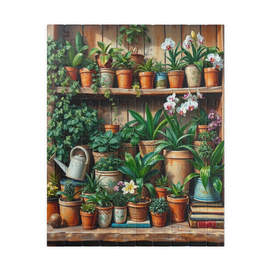 Botanical Garden Puzzle - Wooden Plant Shelf 110, 252, 520, 1014-piece | Nature Lover Gift, Family Activity, Botanical Art, Eco-Friendly Fun 110 pcs (Vertical) Puzzle The Puzzle Chest