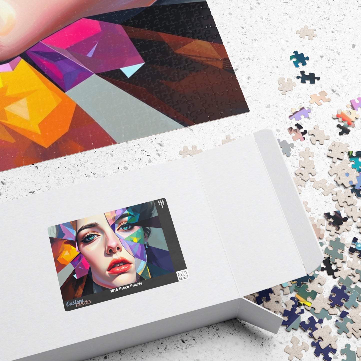 Fragmented Face Abstract Puzzle (110, 252, 520, 1014-Piece), Face Divided into Colorful Prisms, Unique Puzzle Gift for Art Lover, Collector Puzzle The Puzzle Chest