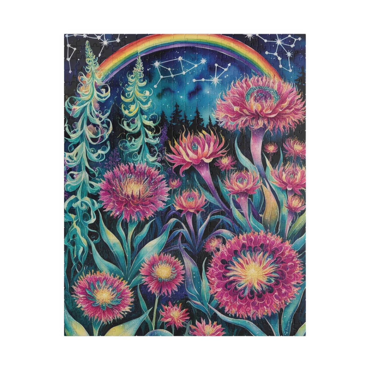 Flower Theme Trippy Puzzle, 110-1014 Piece Glow Garden Jigsaw Puzzle, Challenging Tabletop Game, Adult Entertainment Relaxation Meditation 520 pcs (Vertical) Puzzle The Puzzle Chest