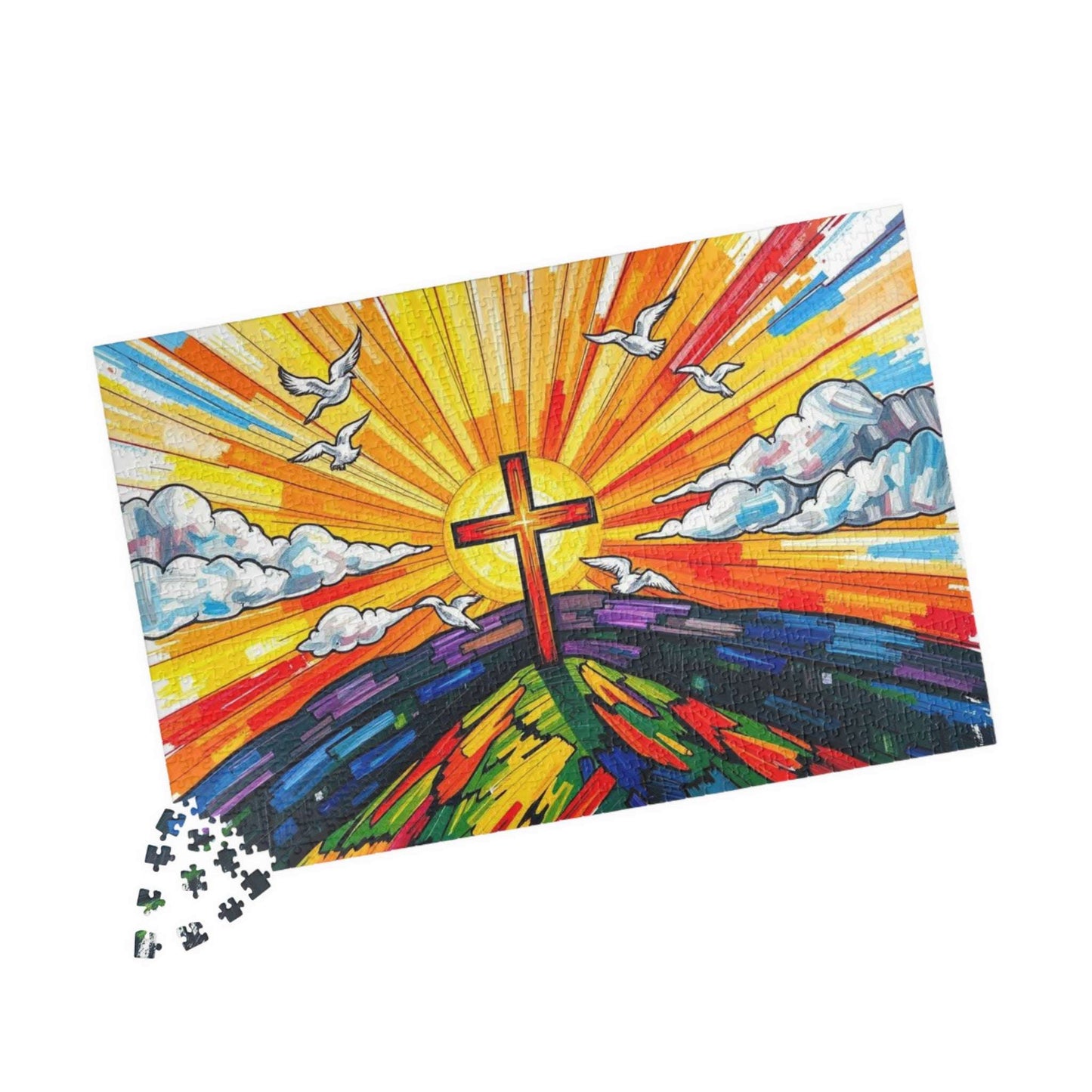 Faith-Inspired Cross Jigsaw Puzzle for Spiritual Reflections, Family Game Nights, Holiday Birthday Gift for Christians, Brain Teaser 1014 pcs (Horizontal) Puzzle The Puzzle Chest